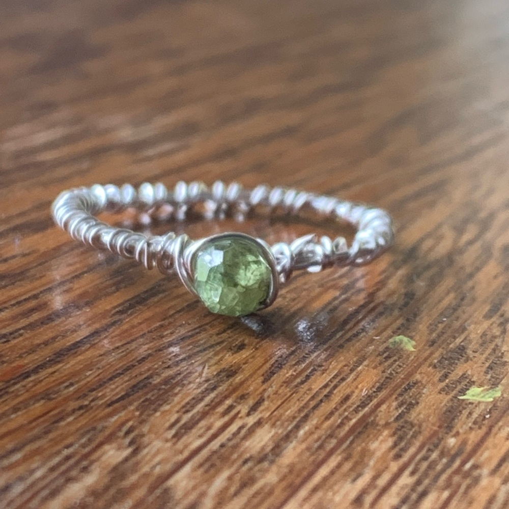 Peridot wire wrap ring